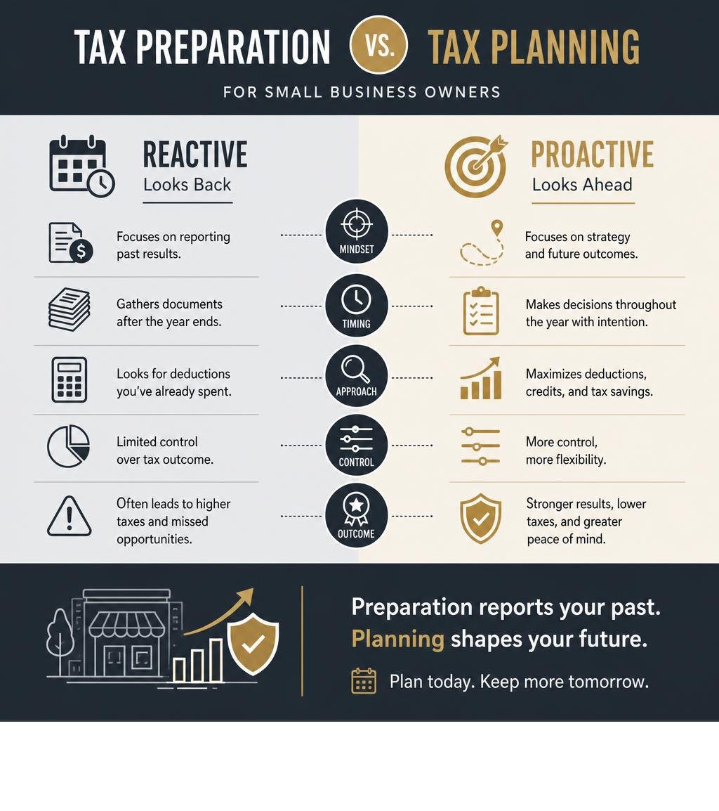 Tax preparation vs. tax planning for small business owners Tax preparation vs. tax planning for small business owners